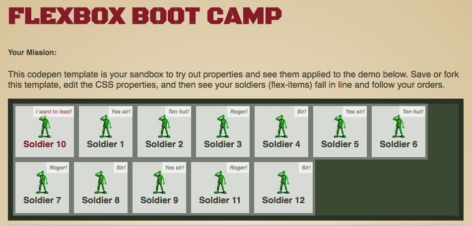 My soldier перевод. CSS Flex exercises. Display Flex tasks.