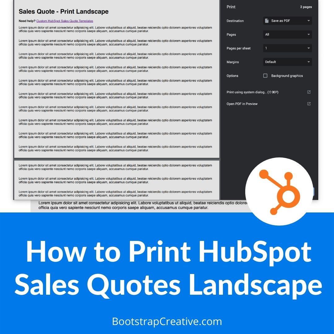 How to Print HubSpot Sales Quotes in Landscape Mode 2023 Bootstrap