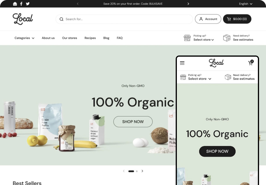Local ecommerce website template for Shopify